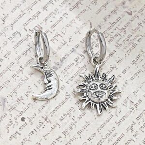 Moon and Sun Charm Hoops
